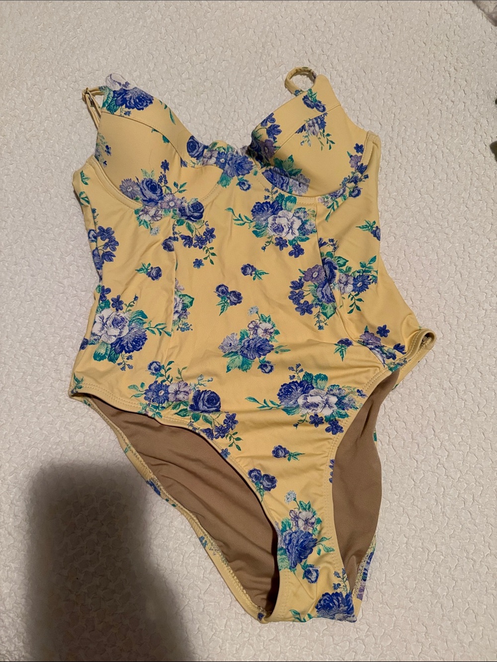 WeWoreWhat Yellow Floral One-Piece Swimsuit with Built-In Cups